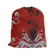 Nature Background Abstract Red Gray Black Drawstring Pouch (2xl) by danenraven