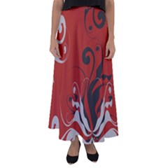 Nature Background Abstract Red Gray Black Flared Maxi Skirt by danenraven