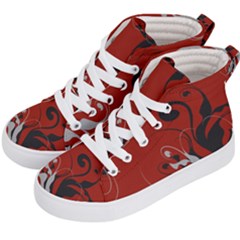 Nature Background Abstract Red Gray Black Kids  Hi-top Skate Sneakers by danenraven