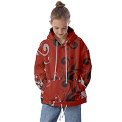 Nature Background Abstract Red Gray Black Kids  Oversized Hoodie