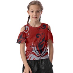 Nature Background Abstract Red Gray Black Kids  Butterfly Cutout Tee by danenraven