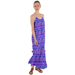 Background Mosaic Purple Blue Cami Maxi Ruffle Chiffon Dress