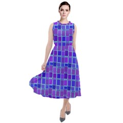 Background Mosaic Purple Blue Round Neck Boho Dress by danenraven