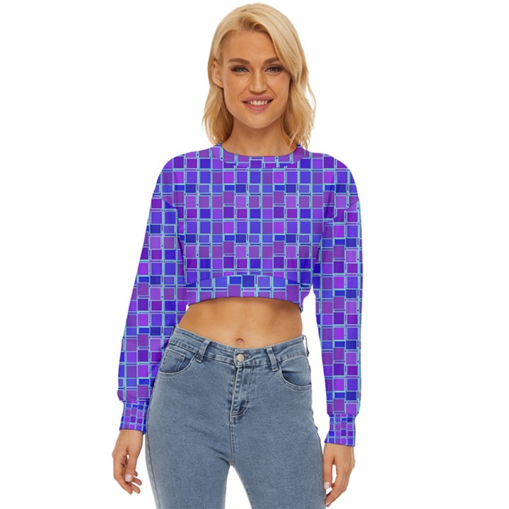 Background Mosaic Purple Blue Lightweight Long Sleeve Sweatshirt