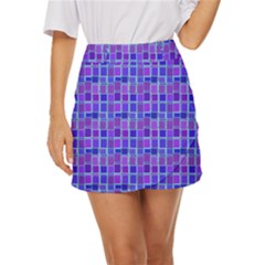 Background Mosaic Purple Blue Mini Front Wrap Skirt by danenraven