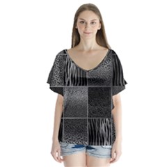 Gray Animal Print V-neck Flutter Sleeve Top by danenraven