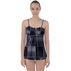 Gray Animal Print Babydoll Tankini Set by danenraven