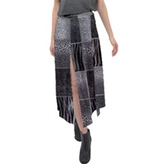 Gray Animal Print Velour Split Maxi Skirt by danenraven