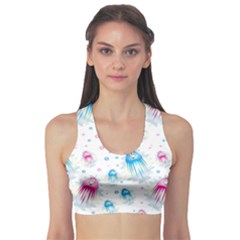 Jellyfis Pink Blue Cartoon Sports Bra by danenraven