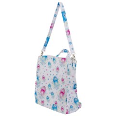 Jellyfis Pink Blue Cartoon Crossbody Backpack by danenraven