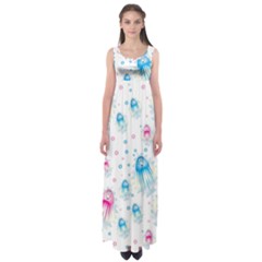 Jellyfis Pink Blue Cartoon Empire Waist Maxi Dress by danenraven