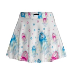 Jellyfis Pink Blue Cartoon Mini Flare Skirt by danenraven