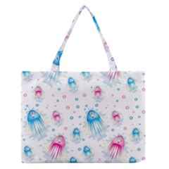 Jellyfis Pink Blue Cartoon Zipper Medium Tote Bag by danenraven