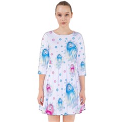 Jellyfis Pink Blue Cartoon Smock Dress by danenraven