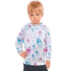 Jellyfis Pink Blue Cartoon Kids  Hooded Pullover by danenraven