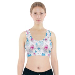 Jellyfis Pink Blue Cartoon Sports Bra With Pocket by danenraven