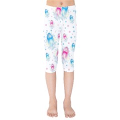 Jellyfis Pink Blue Cartoon Kids  Capri Leggings  by danenraven