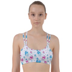 Jellyfis Pink Blue Cartoon Line Them Up Sports Bra by danenraven