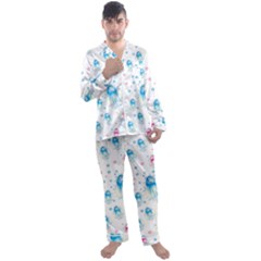 Jellyfis Pink Blue Cartoon Men s Long Sleeve Satin Pajamas Set by danenraven