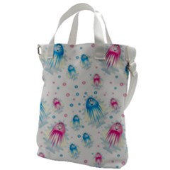 Jellyfis Pink Blue Cartoon Canvas Messenger Bag by danenraven