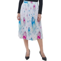 Jellyfis Pink Blue Cartoon Classic Velour Midi Skirt  by danenraven