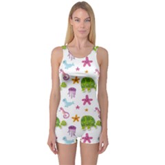 Turtle Animal Sea Life One Piece Boyleg Swimsuit by danenraven