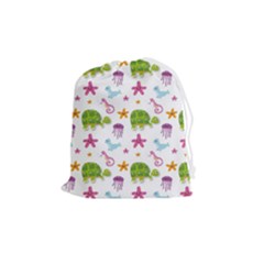 Turtle Animal Sea Life Drawstring Pouch (medium) by danenraven