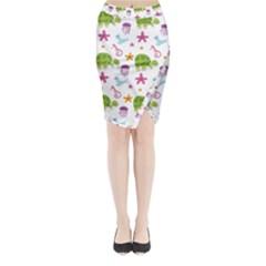 Turtle Animal Sea Life Midi Wrap Pencil Skirt by danenraven