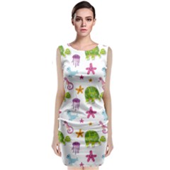 Turtle Animal Sea Life Sleeveless Velvet Midi Dress by danenraven