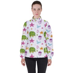 Turtle Animal Sea Life Women s High Neck Windbreaker by danenraven