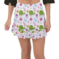 Turtle Animal Sea Life Fishtail Mini Chiffon Skirt by danenraven