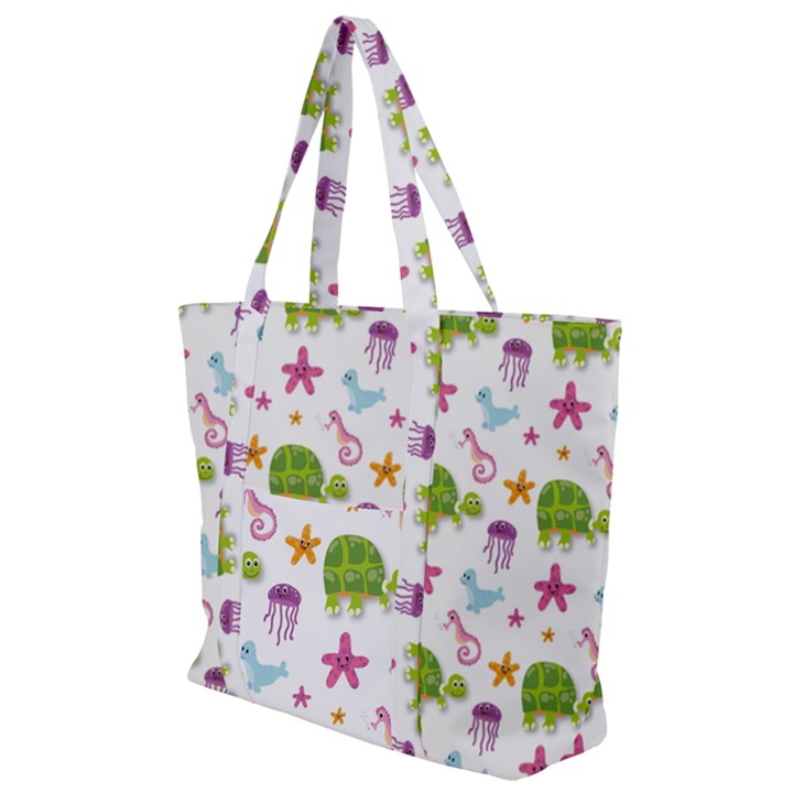 Turtle Animal Sea Life Zip Up Canvas Bag