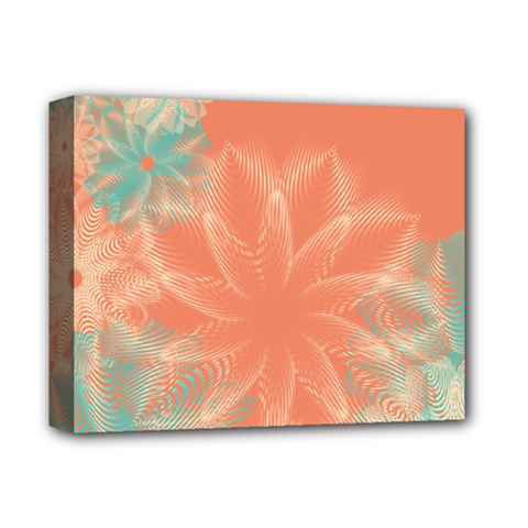 Teal Coral Abstract Floral Cream Deluxe Canvas 14  X 11  (stretched) by danenraven