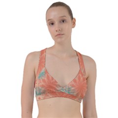 Teal Coral Abstract Floral Cream Sweetheart Sports Bra by danenraven