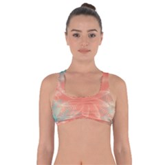 Teal Coral Abstract Floral Cream Got No Strings Sports Bra by danenraven