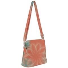 Teal Coral Abstract Floral Cream Zipper Messenger Bag by danenraven