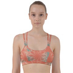 Teal Coral Abstract Floral Cream Line Them Up Sports Bra by danenraven