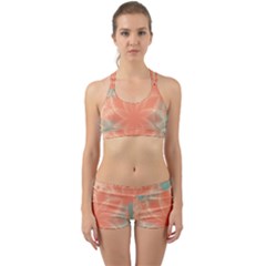 Teal Coral Abstract Floral Cream Back Web Gym Set by danenraven