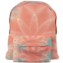 Teal Coral Abstract Floral Cream Giant Full Print Backpack by danenraven