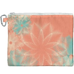 Teal Coral Abstract Floral Cream Canvas Cosmetic Bag (xxxl) by danenraven