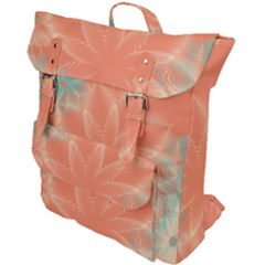 Teal Coral Abstract Floral Cream Buckle Up Backpack by danenraven