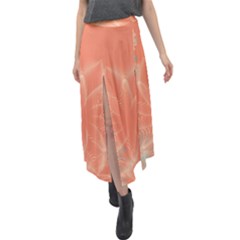 Teal Coral Abstract Floral Cream Velour Split Maxi Skirt by danenraven