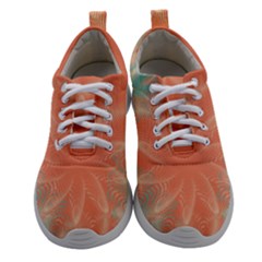 Teal Coral Abstract Floral Cream Athletic Shoes by danenraven