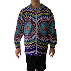 Kaleidoscope Geometric Circles Kids  Hooded Windbreaker