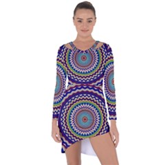 Kaleidoscope Geometric Circles Asymmetric Cut-out Shift Dress by danenraven