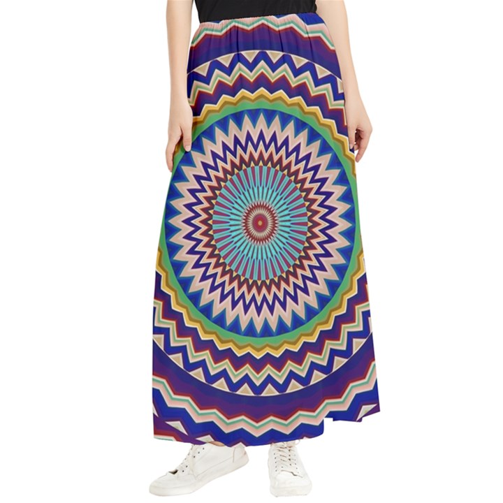 Kaleidoscope Geometric Circles Maxi Chiffon Skirt