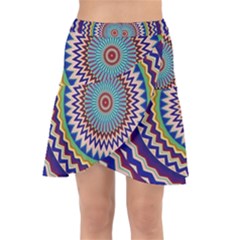 Kaleidoscope Geometric Circles Wrap Front Skirt by danenraven