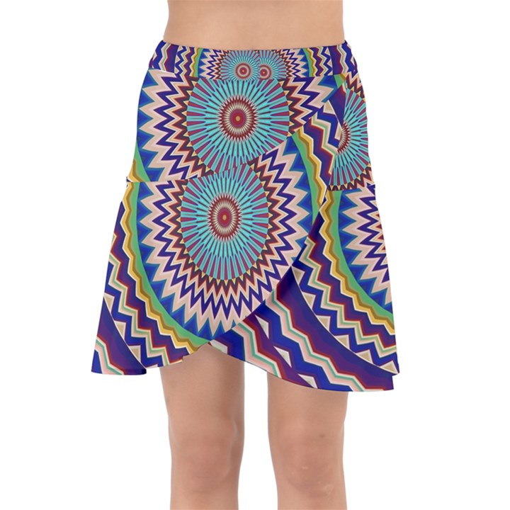 Kaleidoscope Geometric Circles Wrap Front Skirt