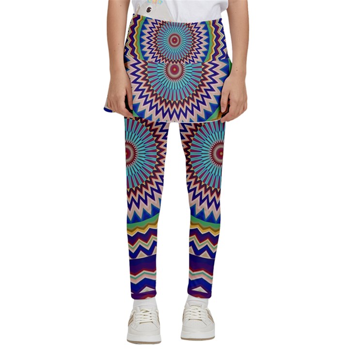 Kaleidoscope Geometric Circles Kids  Skirted Pants