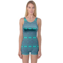 Abstract Chevron Zigzag Pattern One Piece Boyleg Swimsuit by danenraven